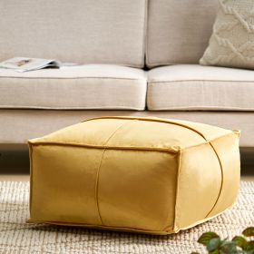 Gael Modern Glam Velvet Square Pouf, Honey