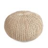 Apulia Jute Handmade Large Cable Knit Round Pouf, Natural