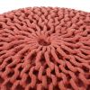 Yantic Cotton Knitted Round Pouf, Coral, 20" x 14"