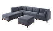 Modular Living Room Furniture Ottoman Ash Chenille Fabric 1pc Cushion Ottoman Couch Exposed Wooden base