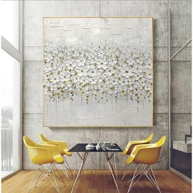 Hand Oil Painting Canvas Wall Art Decoration Palette Knife Painting White Plum for Home Living Room hallway bedroom luxurious decorative painting (size: 120x120cm)