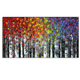 100% Hand Painted  Abstract Oil Painting Wall Art Modern Minimalist Colorful Tree Landscape Picture Canvas Home Decor For Living Room Bedroom No Frame (size: 150x220cm)