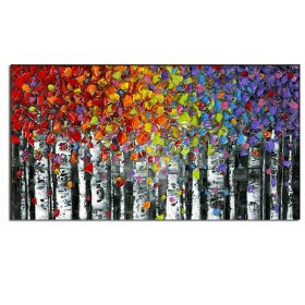 100% Hand Painted  Abstract Oil Painting Wall Art Modern Minimalist Colorful Tree Landscape Picture Canvas Home Decor For Living Room Bedroom No Frame (size: 100x150cm)