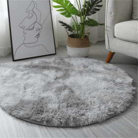 1pc, Non-Slip Plush Round Area Rug for Living Room and Kitchen - Soft and Durable Indoor Floor Mat for Home and Room Decor - 23.62 x 23.62 (Color: Tie-dye Light Gray)