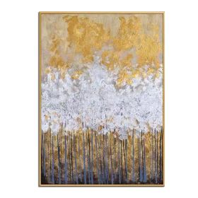 Knife drawn textured art on canvas handmade gold and silver landscape wall art picture poster for living room Entrance no framed (size: 75x150cm)