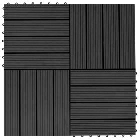 11 pcs Decking Tiles WPC 11.8"x11.8" 1 sqm Black (Color: Black)