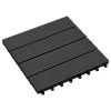 11 pcs Decking Tiles WPC 11.8"x11.8" 1 sqm Black