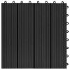 11 pcs Decking Tiles WPC 11.8"x11.8" 1 sqm Black