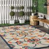 Stylish Classic Pattern Design Floral Damask High-Low Indoor Outdoor Area Rug